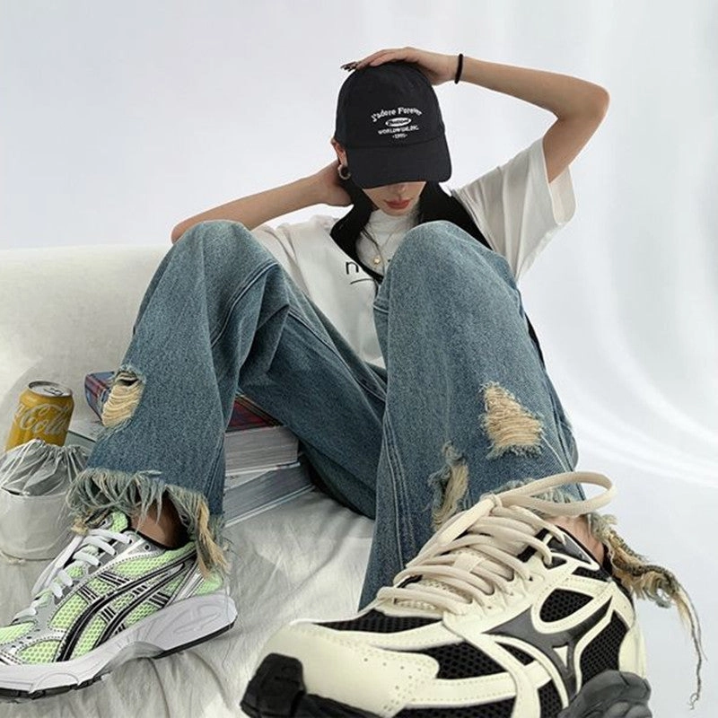 Function Ready Design Sense Vintage Ripped Jeans For Women