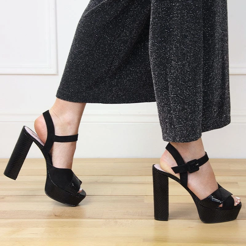 Low Impact Design Remy: Black Suede & Snake Print Leather