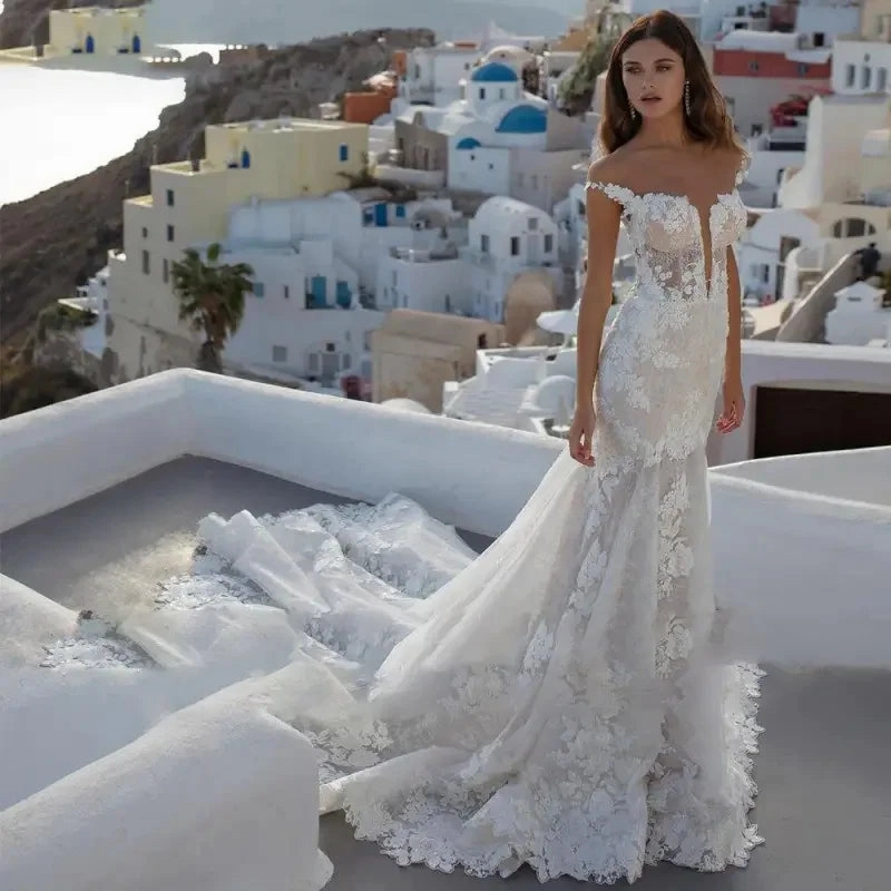 Jewel-Tone Fashion Option Rent The Off Shoulder Lace Wedding Dress