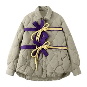 Modern Street Retro Chinese Style Buckle Bow Tie Design Cotton Jacket