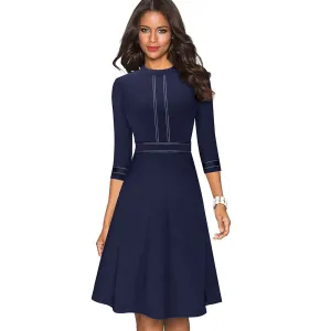 Retro Style Patchwork A-Line Dress for Women everyday staple