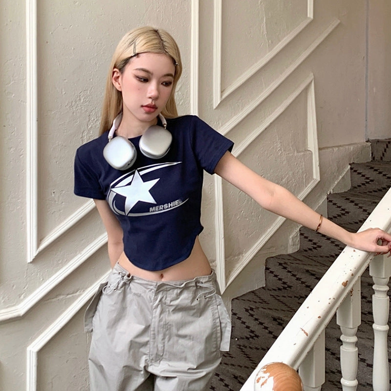 Retro Fun Printing Short-sleeved T-shirt For Women Winter Fashion