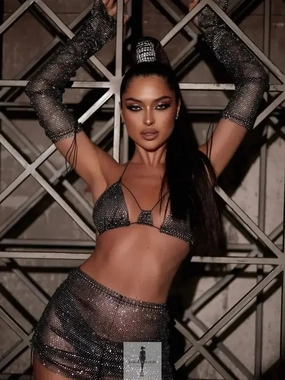 Ready Anytime Fringe-Detail Rhinestone Women Top with Mini Skirt and Arm Cuff