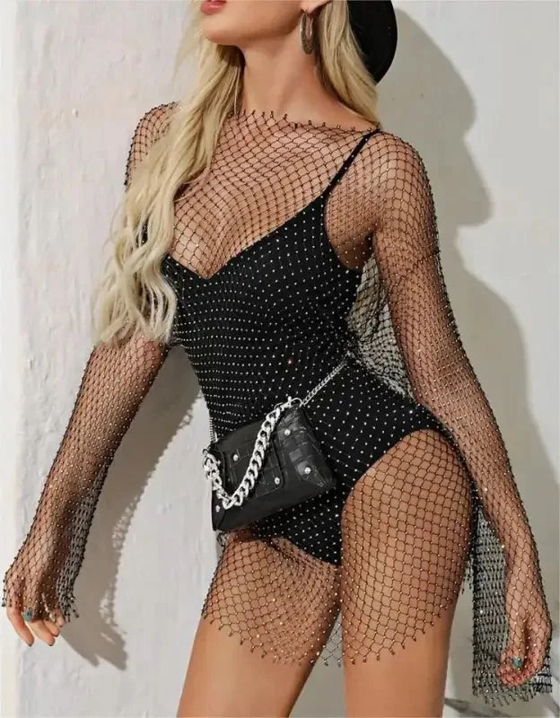 Contemporary Look Sunbathing Look Rhinestones Beach Cover Up