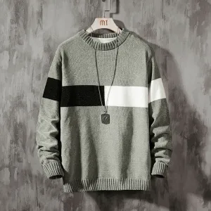 Loose Casual round Neck Pullover Korean Color Block Sweater Everyday Comfort Wear Ultimate Warmth