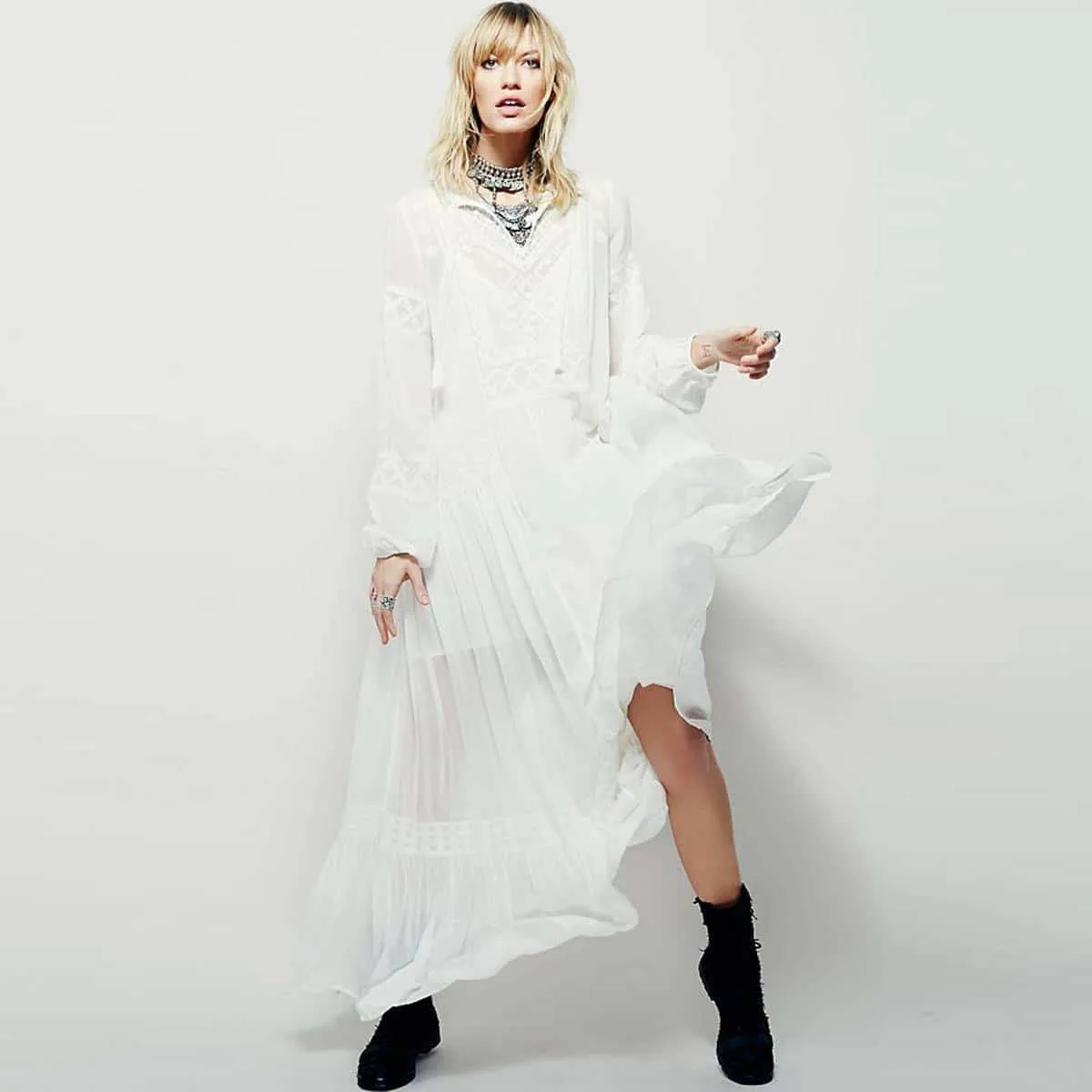 Versatile party outfit Everyday-Comfort Vintage Women's Dress with Long Sleeves