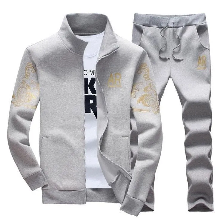 FrictionResistantEdges SoftTouchBrushedInterior Men's Zipper Sweat Suit Set
