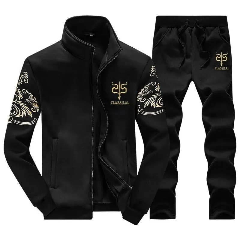 Men's Zipper Sweat Suit Set FadeResistantTechnology
