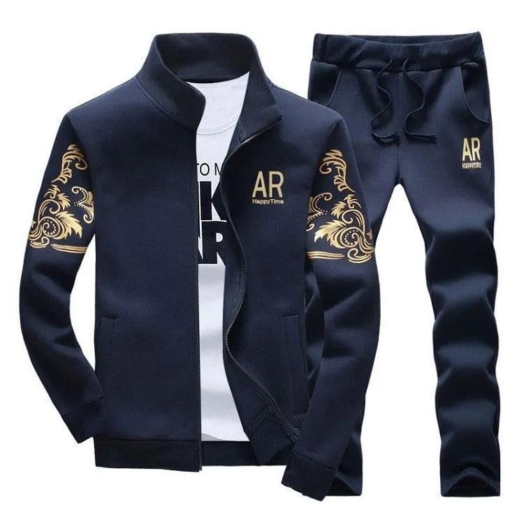 Men's Zipper Sweat Suit Set Recycled Polyester Fabric NonRestrictive
