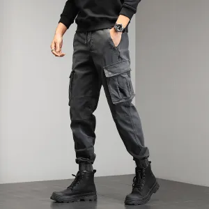 New Style Men'S Casual Pants Overalls with Multi-Pocket Binding Feet MachineWashable Sporty Stretch Fit