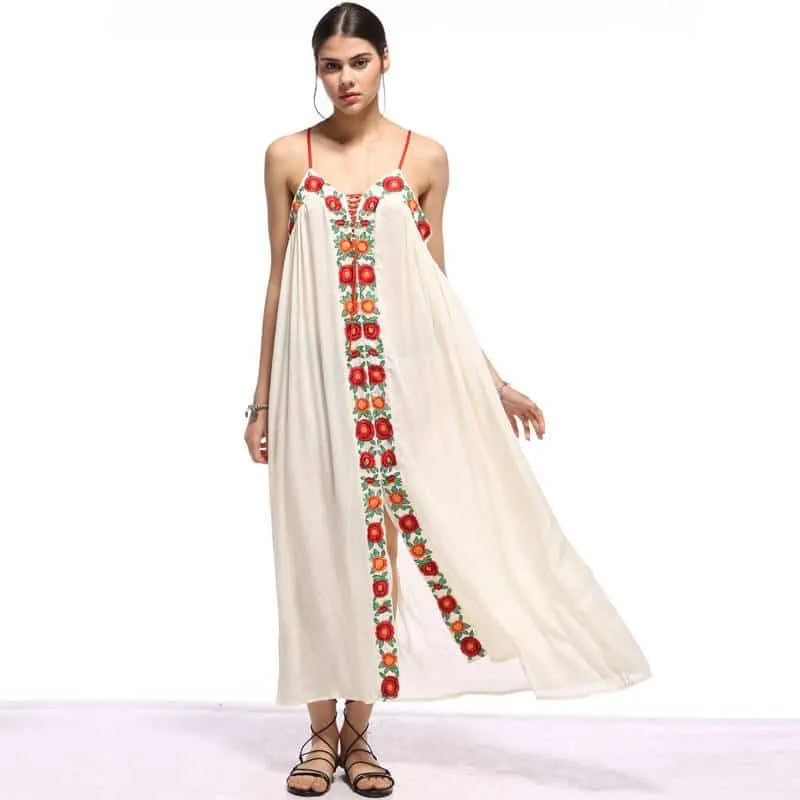 Women's Boho Maxi Cami Dress Hip-Flattering