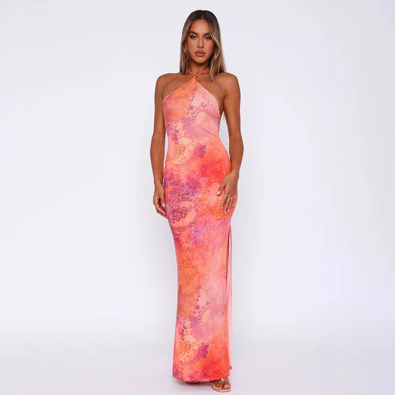Socialite Style Fashion Halter Printing Dress All Look