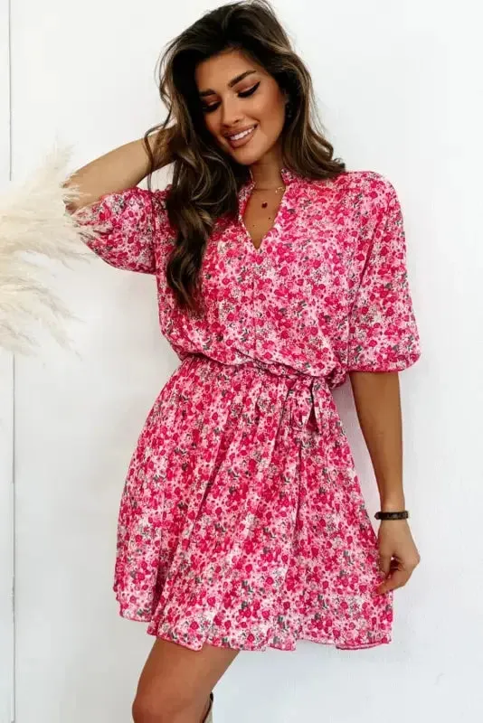 Rose Ditsy Floral Belted Dress SeamlessTransition Tough Core