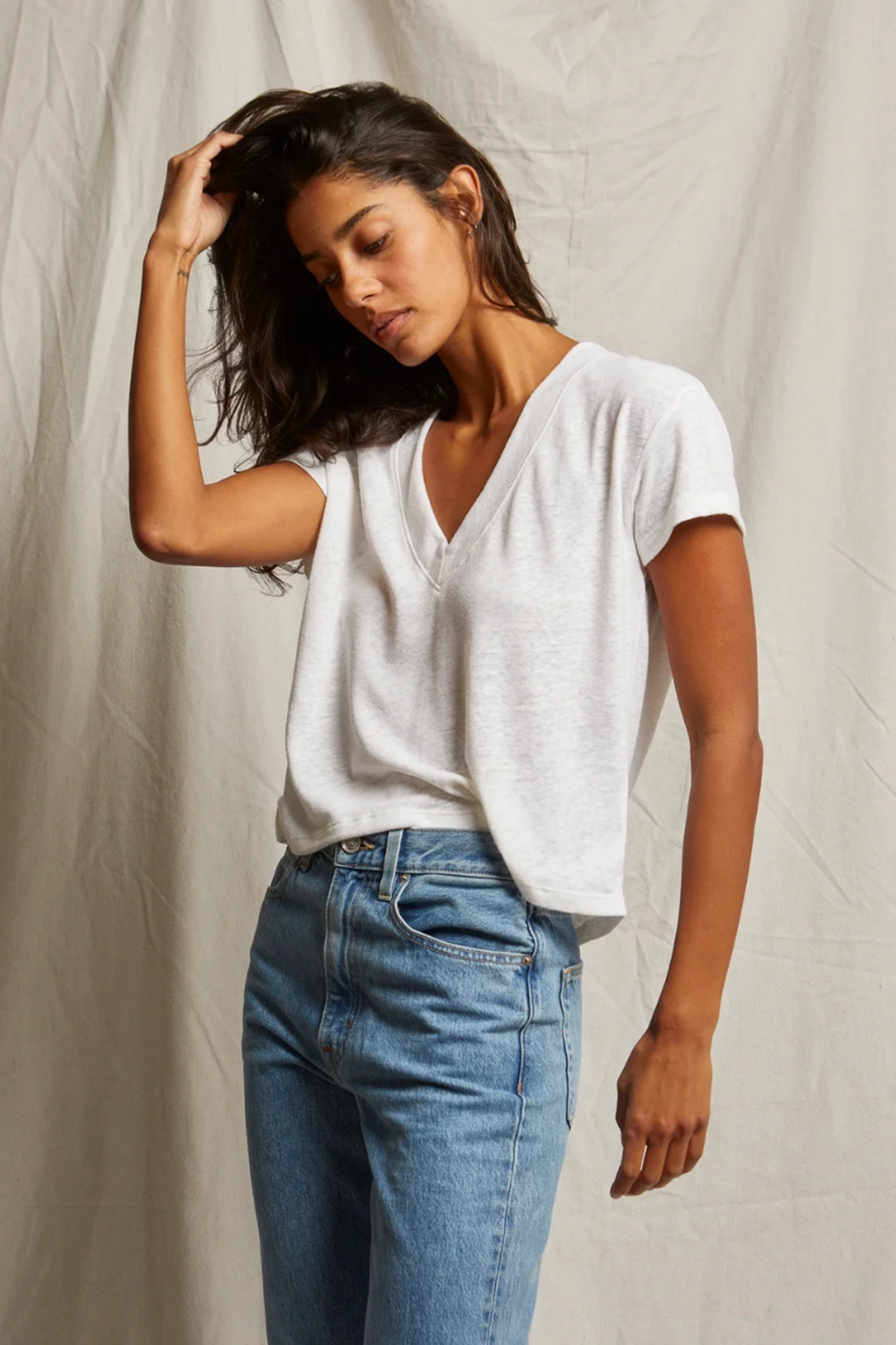 ReflectiveTrim Rosie Linen V Neck