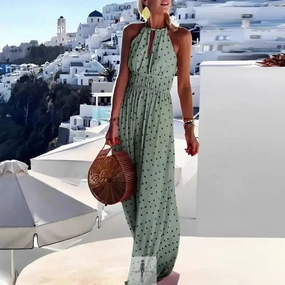 Padded-Cups Ocean View Sleeveless Bohemian Dress