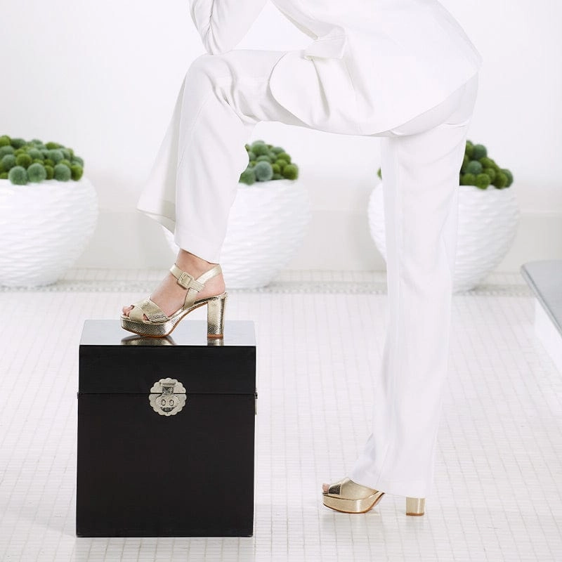 type Established Ruby: Pale Gold Suede & Snake Print Leather