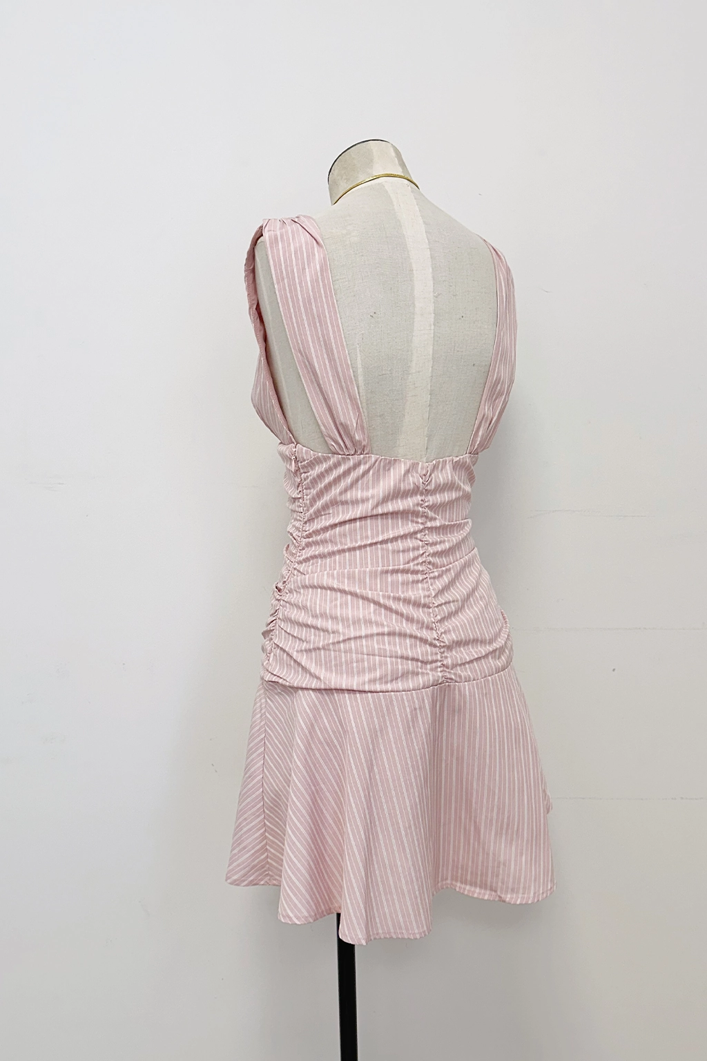 Modern Waist Sleek Vibe Ruched Shirting Mini Dress