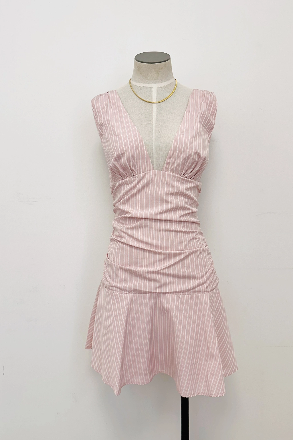 Ruched Shirting Mini Dress Polished Details