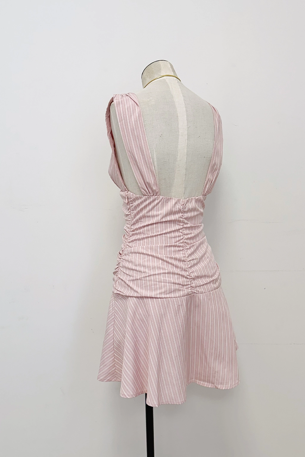 Ruched Shirting Mini Dress Light Motion Soft Volume