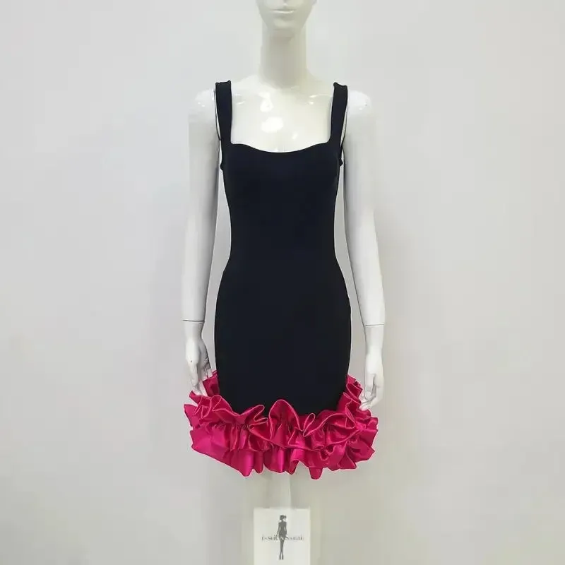 Ruffle Fashion Mini Dress Easy Tunic Raw Linen