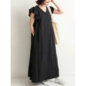 Ruffle Sleeve Dress Loose Slimming Dress Women Style Upgrade