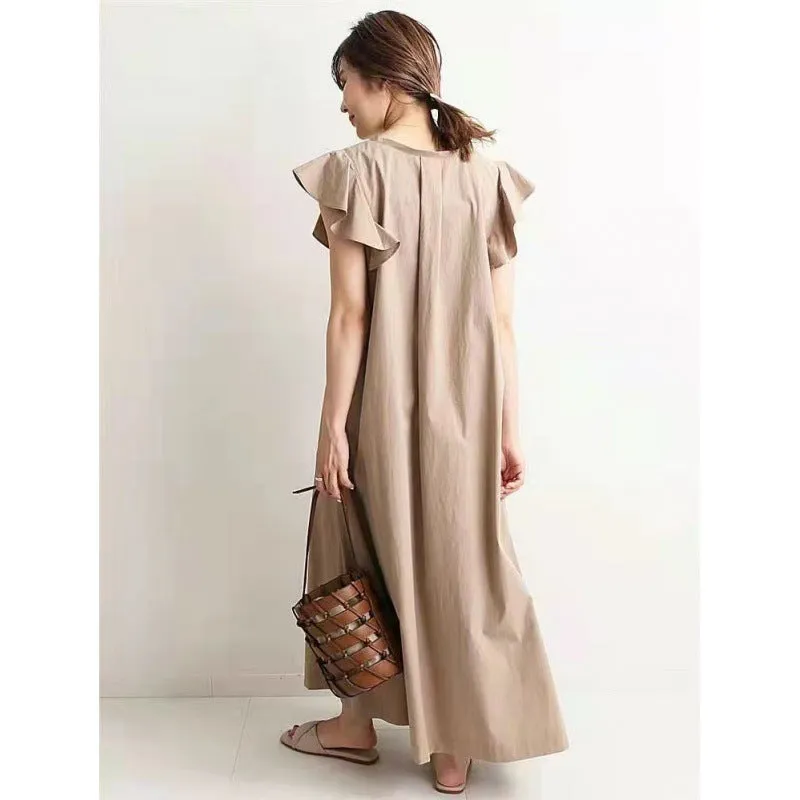 Daily Form Smart Design Ruffle Sleeve Dress Loose Slimming Dress Women