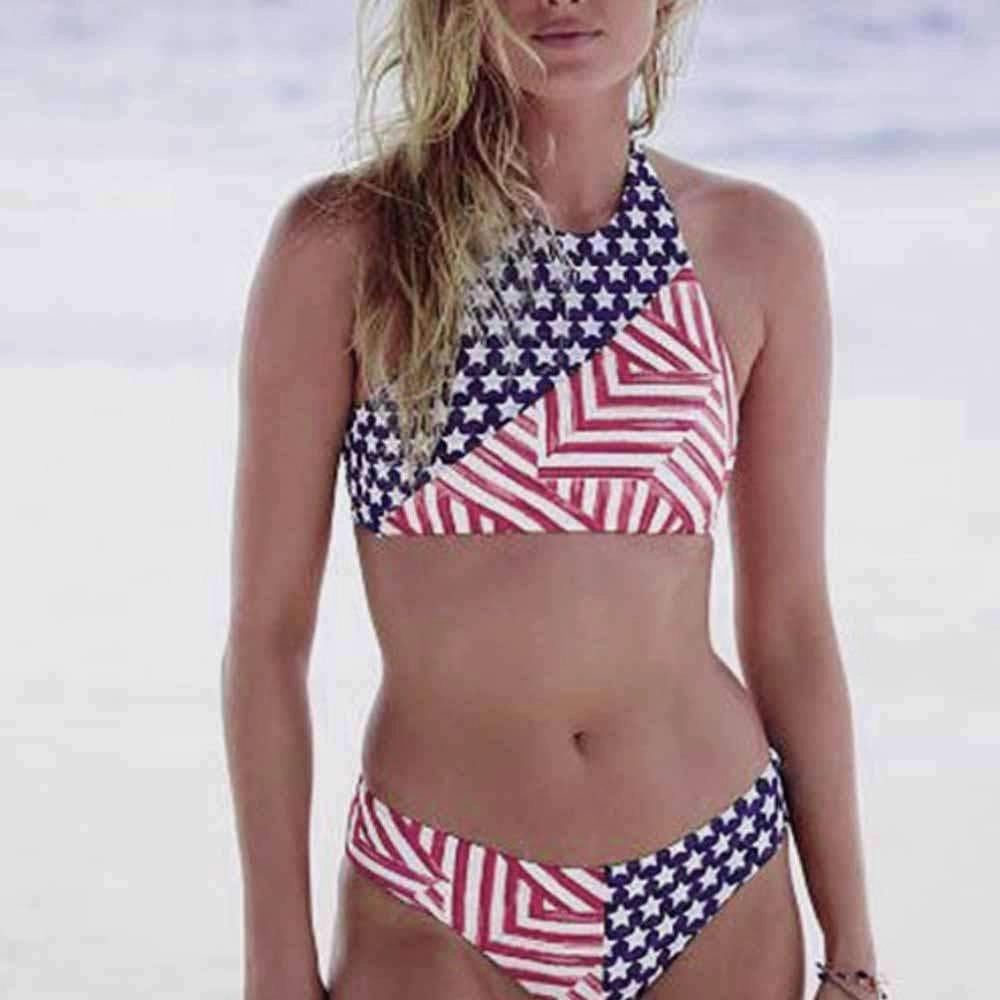 Women's Red White & Blue USA print Bikini Comfort Wear