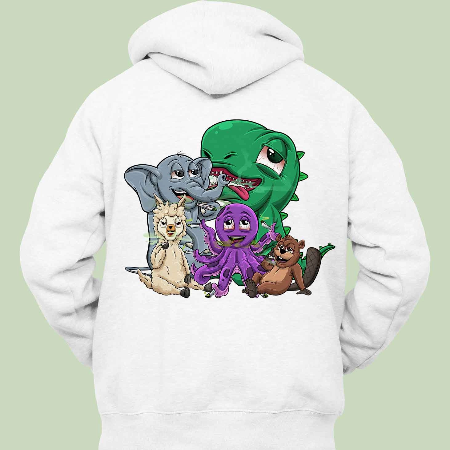 Stretch Comfort Soft Comfort Loose Hooded Sweater Women's Cute Animal Print Long Sleeve Idle Style