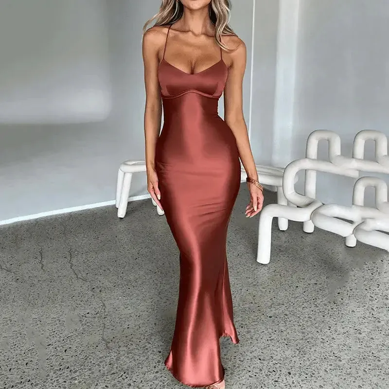 Satin Gown Chic Dress LowMaintenanceMaterial Spring Glow