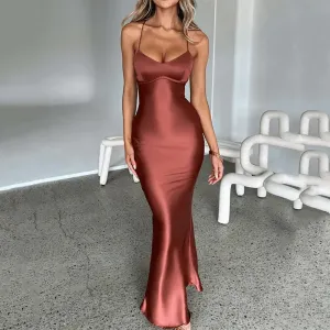 Satin Gown Chic Dress LowMaintenanceMaterial Spring Glow