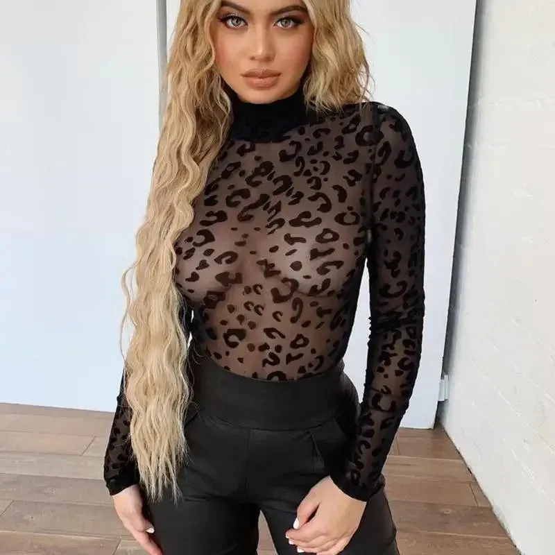 Photo Fit Schleier Leopardenmuster Bodysuit