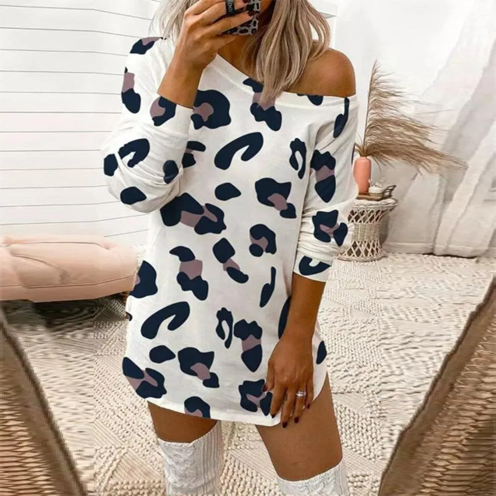 Stylish Pick Se Xy Dress With Fashion Print And Long-sleeved Shirt
