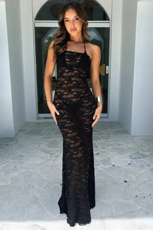 Polished Tailoring Lace Tube Top Dress Sexy See-through Slim Sleeveless