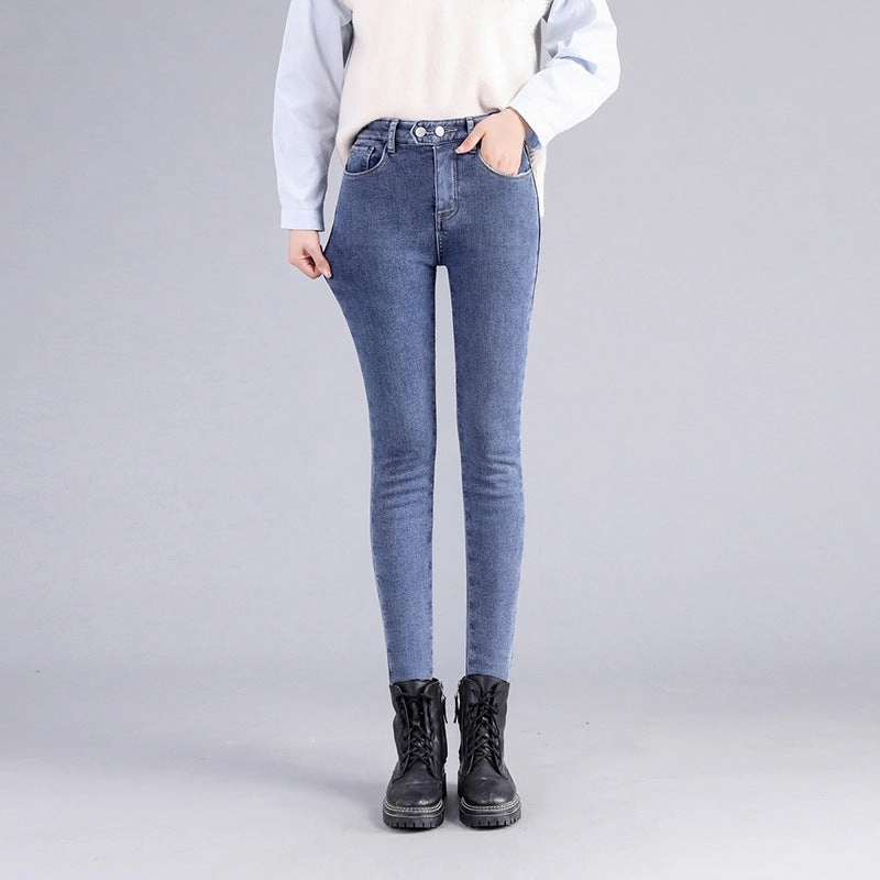 All-matching Straight Ankle-length Double Buckle Stretch Leggings Elegant Travel Outfit Minimalist Style Modern Casual