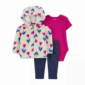 OdorResistantFinish Yarn Dyed Fabric Baby Girls' 3-Piece Tulip Jacket Set 1R959510