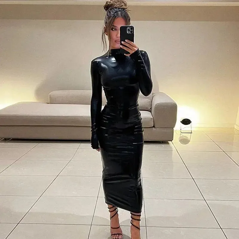 Run Glow Leather Midi Dress