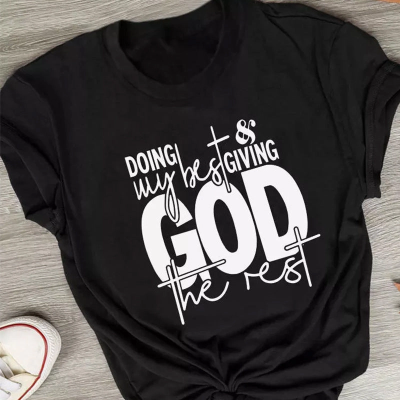 Women's Printed Pullover Summer New Short-sleeved Round Neck T-shirt sporty wear