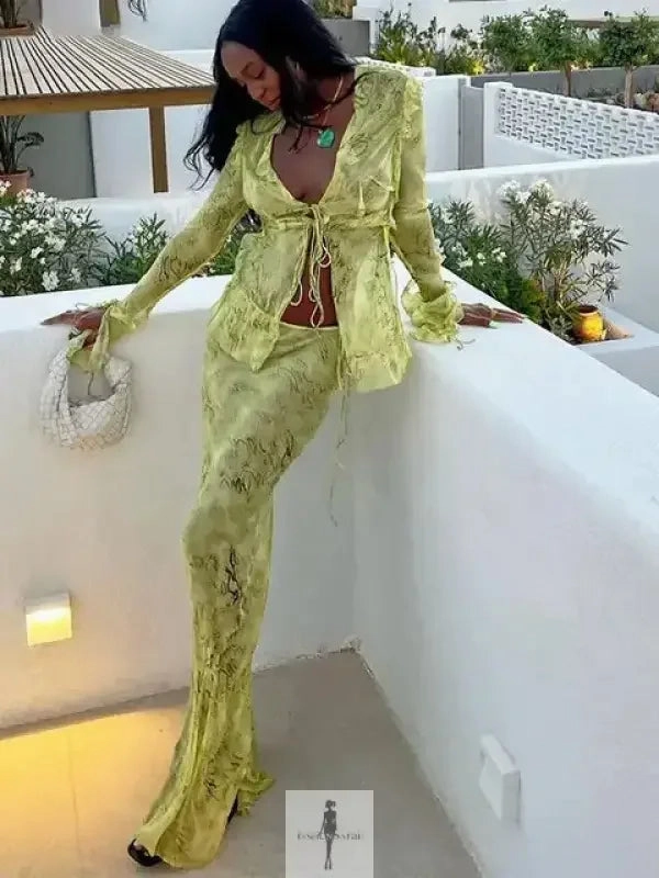 Mesh Lined Padding See Through Dress Sets