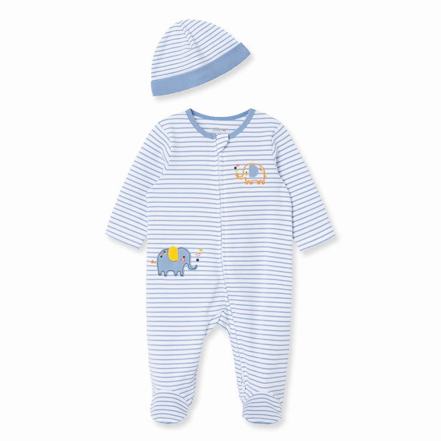 Elephant Stripe Baby Boy Sleeper and Hat LBQ11916N Garment Dyed Finish