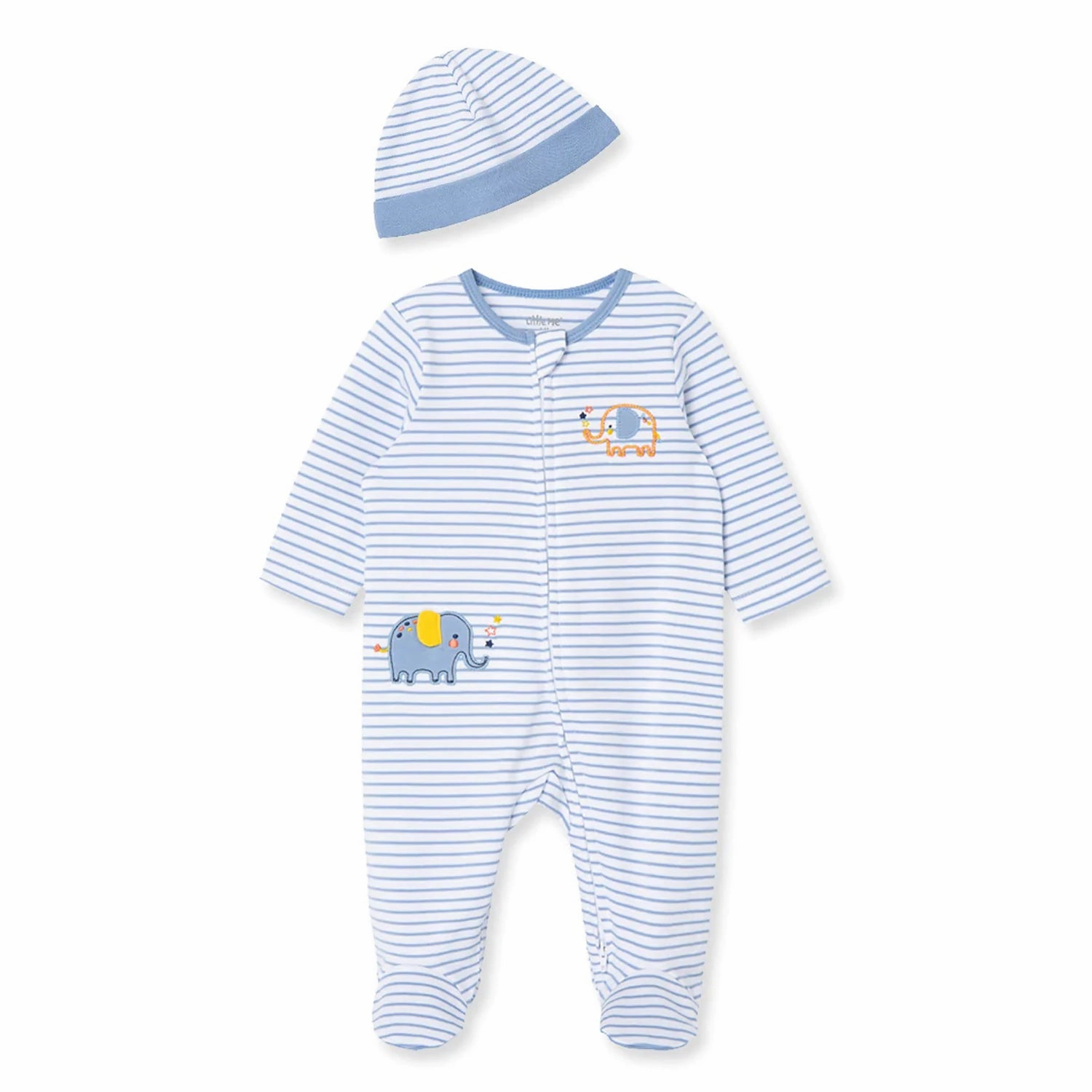 Elephant Stripe Baby Boy Sleeper and Hat LBQ11916N HypoallergenicFibers GarmentDyed