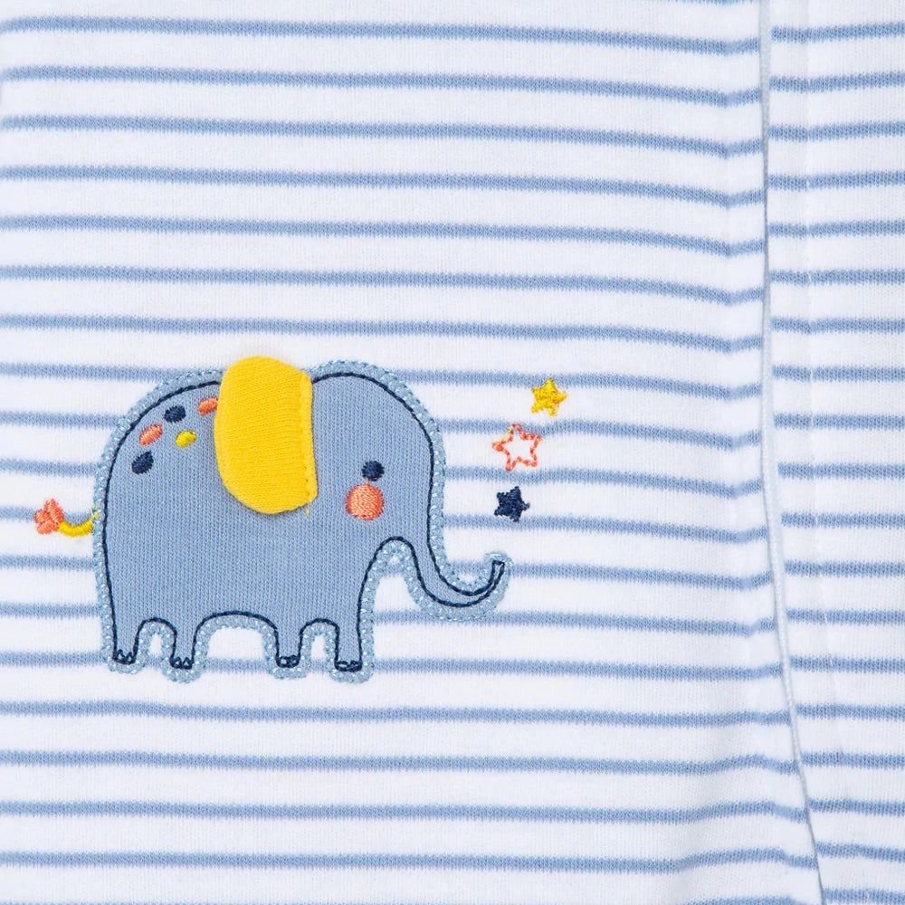 Adjustable Hem Cuff Elephant Stripe Baby Boy Sleeper and Hat LBQ11916N
