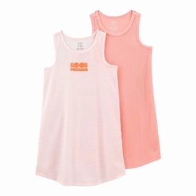 Sustainable Production Methods Four Way Stretch Girls' 2-Piece Striped Nightgowns 3S406910