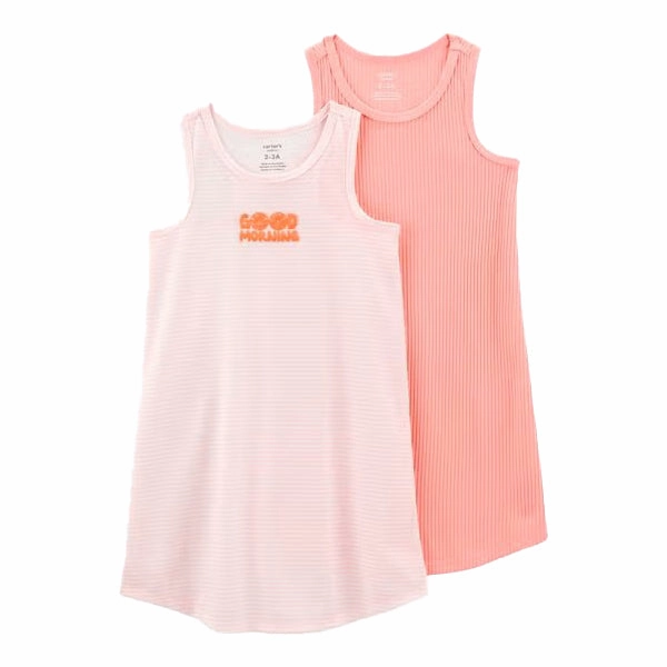 Girls' 2-Piece Striped Nightgowns 3S406910 Flexible Cuffs