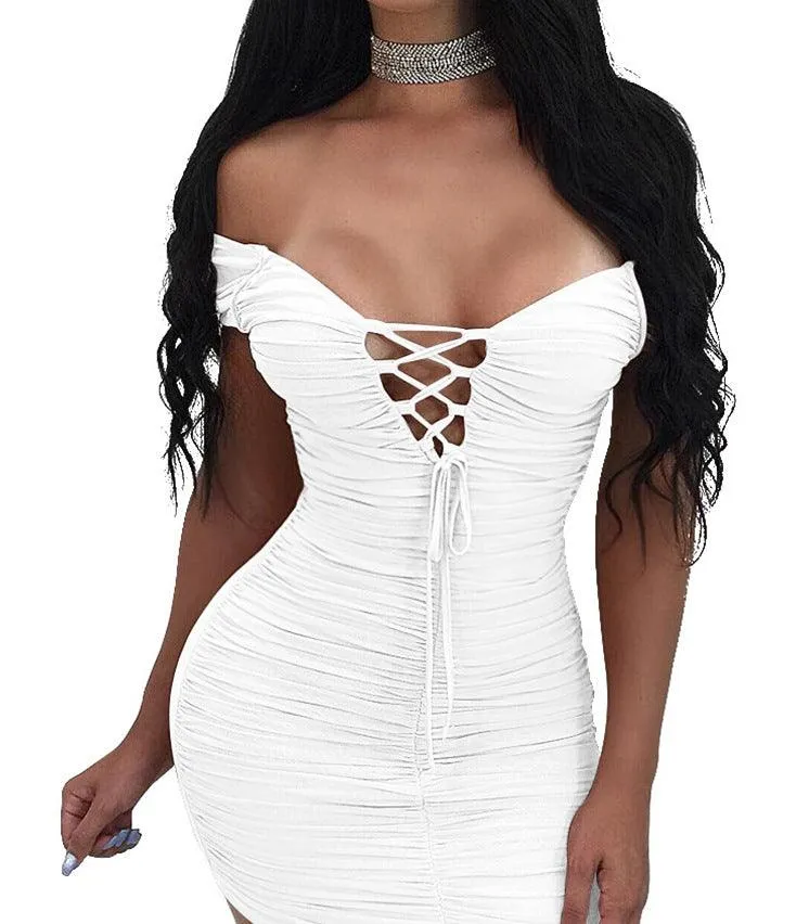 Deep V lace sexy dress Minimal Aesthetic Convertible-Style