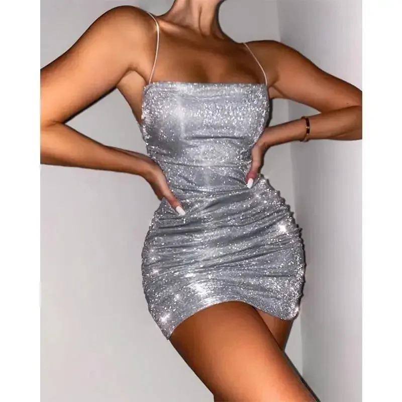 Sequined Slim Mini Dress Plane Mood Comfortable Hoodie
