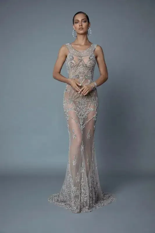 Sequins Open Back Prom Dress HeavyDuty Zipper