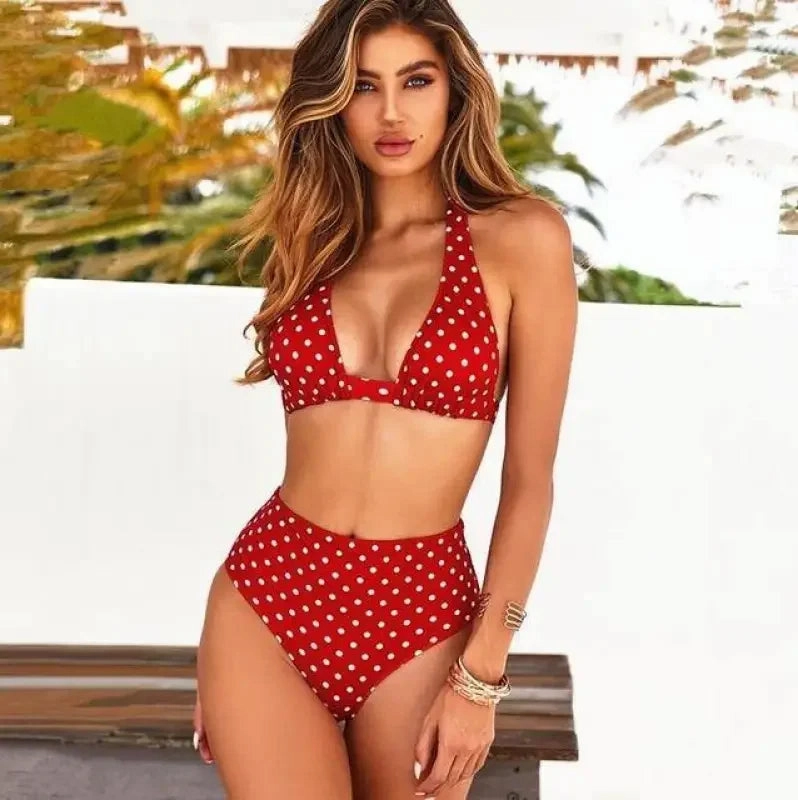 Anti Chlorine Technology Swim Gear Sexy High Waist Bikini Swimwear