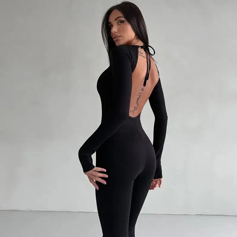 Sexy Lace-up Backless Jumpsuit Indoor Vacation Dinner Kids