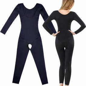Non see through StretchFit Shapewear One-Piece Bodysuit Fat Burning Abdomen Girdle Body Postpartum Hip Lifting Long Sleeve Trousers Thin Whole Body Seamless Women