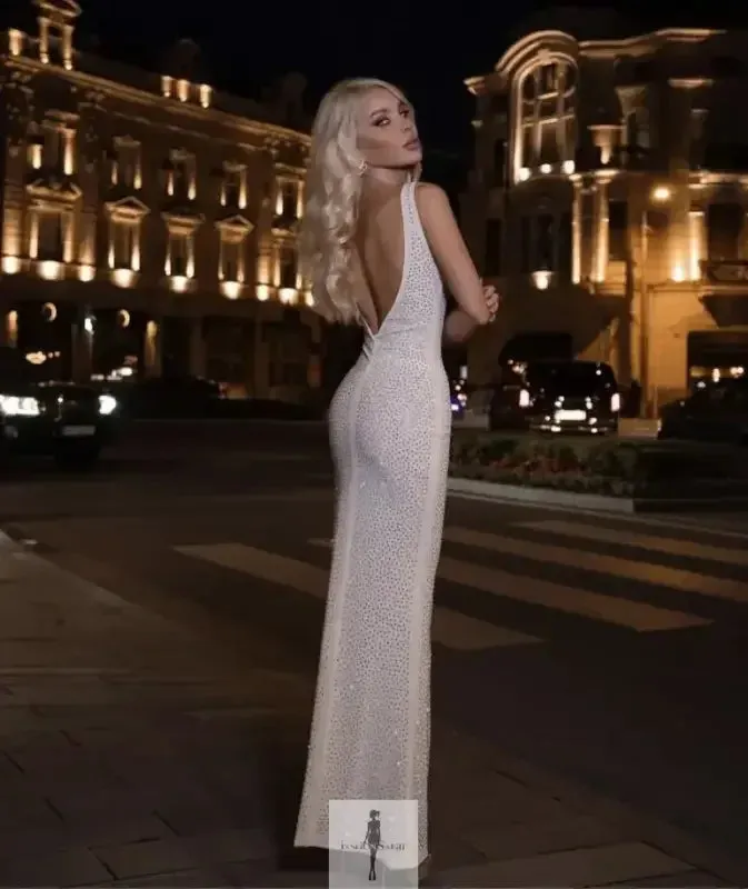 Global Cool Shiny Slim Backless Long Dress